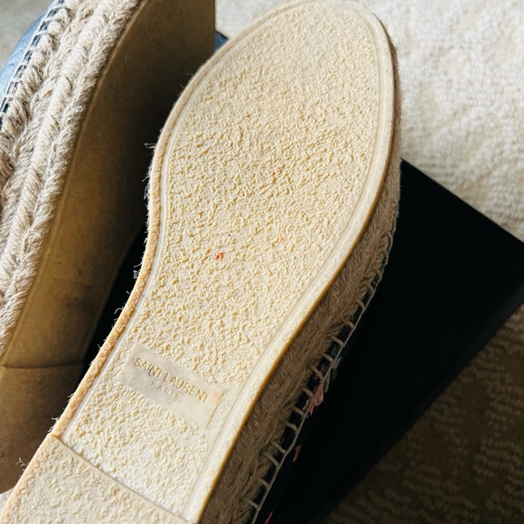 Saint Laurent Leather Low Top Floral Espadrilles Sneakers - Picture 13 of 16